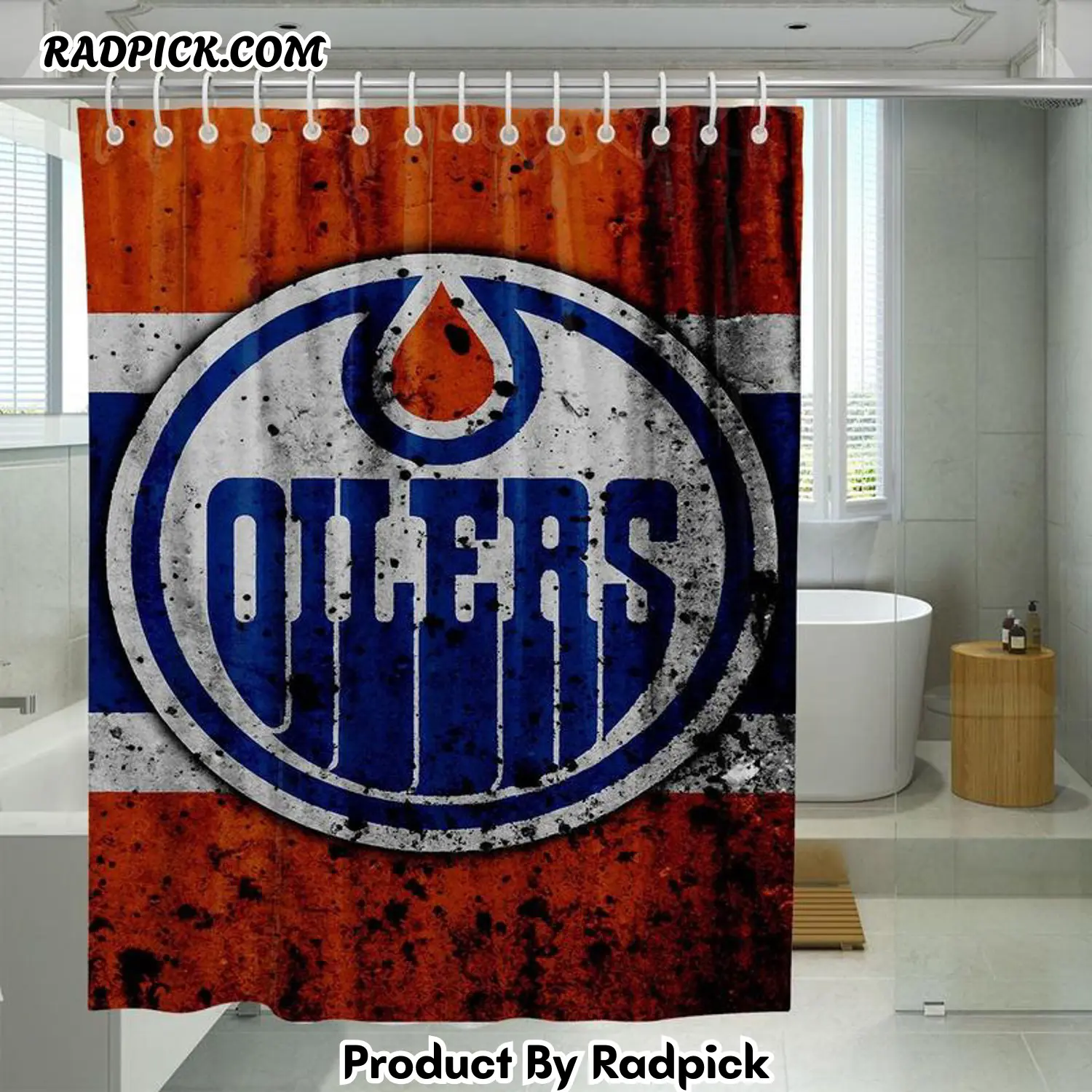 Explode edmonton oilers logo shower curtain set for bathroom decor gift for friends rp387941